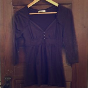 Chocolate Brown Sweetheart Neckline Stretch Blouse